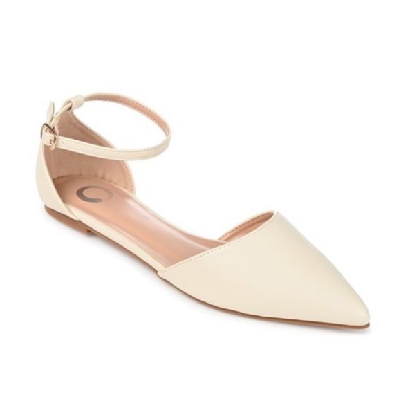JOURNEE COLLECTION Womens Ivory Padded Reba Pointed Toe Buckle Flats 8.5 NEW - Picture 1 of 6